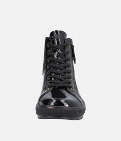 Remonte Black Patent Sneaker Booties