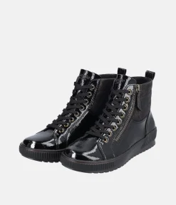 Remonte Black Patent Sneaker Booties
