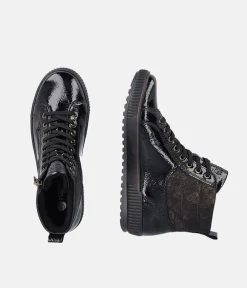 Remonte Black Patent Sneaker Booties
