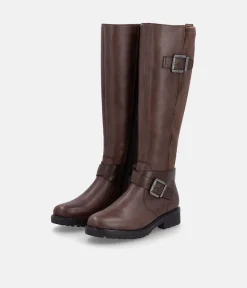 Remonte Casual Brown Buckle Leather Long Boots