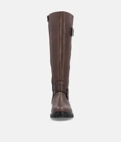 Remonte Casual Brown Buckle Leather Long Boots