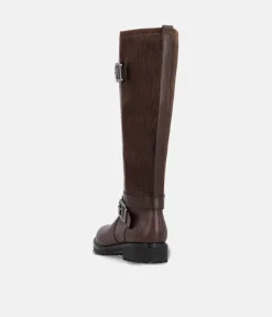 Remonte Casual Brown Buckle Leather Long Boots