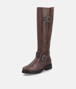 Remonte Casual Brown Buckle Leather Long Boots