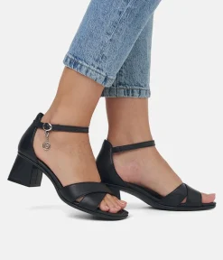Remonte Chic Black Block Heel Sandals