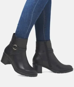 Remonte Chic Black Block Heel Ankle Boots