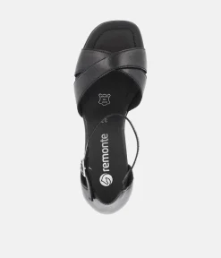 Remonte Chic Black Block Heel Sandals