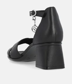 Remonte Chic Black Block Heel Sandals