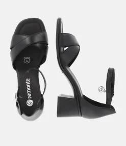 Remonte Chic Black Block Heel Sandals