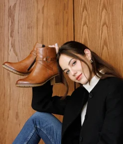 Remonte Chic Brown Block Heel Ankle Boots