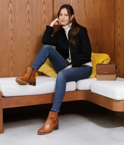 Remonte Chic Brown Block Heel Ankle Boots