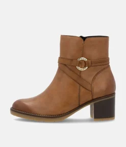 Remonte Chic Brown Block Heel Ankle Boots