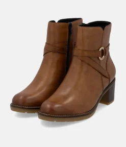 Remonte Chic Brown Block Heel Ankle Boots