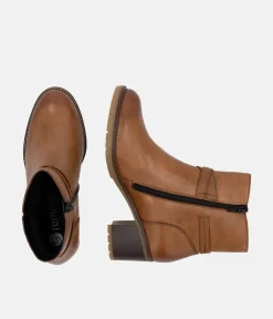 Remonte Chic Brown Block Heel Ankle Boots