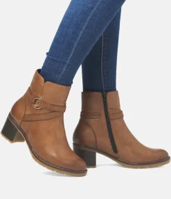 Remonte Chic Brown Block Heel Ankle Boots