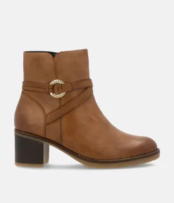 Remonte Chic Brown Block Heel Ankle Boots