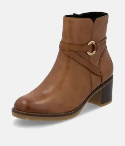 Remonte Chic Brown Block Heel Ankle Boots