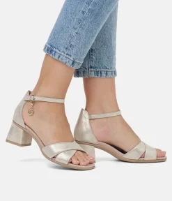 Remonte Chic Gold Block Heel Sandals