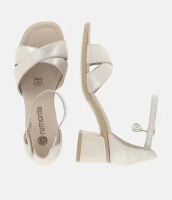 Remonte Chic Gold Block Heel Sandals