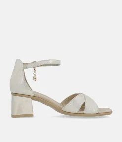Remonte Chic Gold Block Heel Sandals
