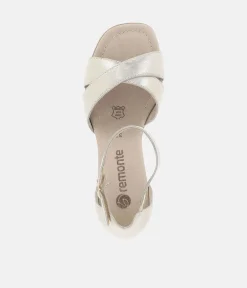 Remonte Chic Gold Block Heel Sandals