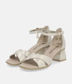 Remonte Chic Gold Block Heel Sandals