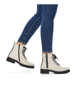 Remonte Chunky Chalk White Biker Style Ankle Boots