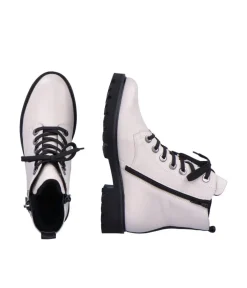 Remonte Chunky Chalk White Biker Style Ankle Boots