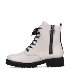 Remonte Chunky Chalk White Biker Style Ankle Boots