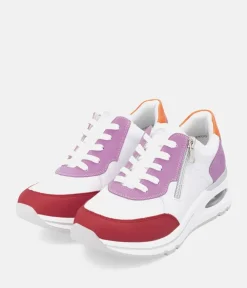 Remonte Colourful White Combi Wedge Trainers