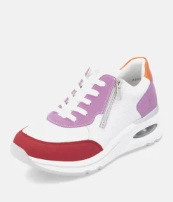 Remonte Colourful White Combi Wedge Trainers