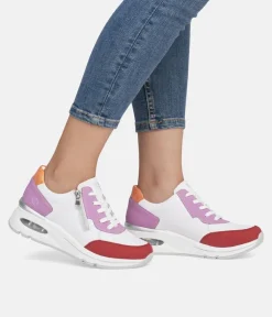 Remonte Colourful White Combi Wedge Trainers
