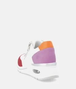 Remonte Colourful White Combi Wedge Trainers
