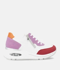 Remonte Colourful White Combi Wedge Trainers