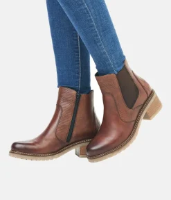 Remonte Combi Chestnut Leather Ankle Boots