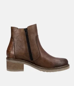 Remonte Combi Chestnut Leather Ankle Boots