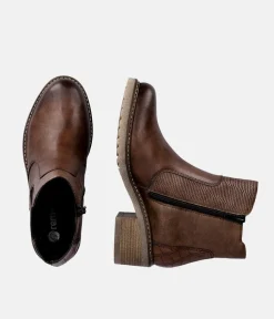 Remonte Combi Chestnut Leather Ankle Boots