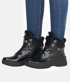 Remonte Cosy Wool Lined Black Patent Winter Boots