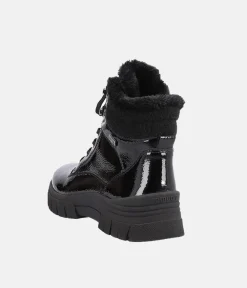 Remonte Cosy Wool Lined Black Patent Winter Boots