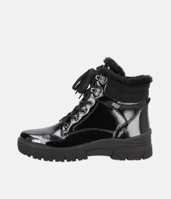 Remonte Cosy Wool Lined Black Patent Winter Boots