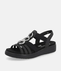 Remonte Dressy Black Elasticated Sandals