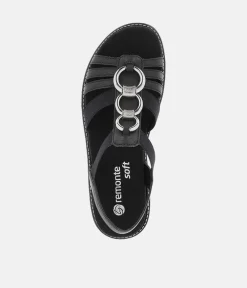 Remonte Dressy Black Elasticated Sandals
