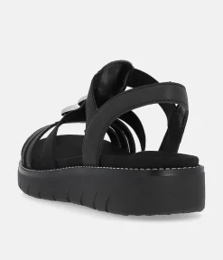 Remonte Dressy Black Elasticated Sandals