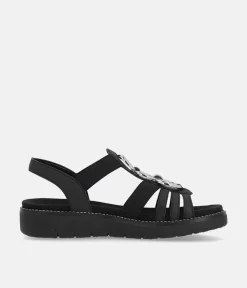 Remonte Dressy Black Elasticated Sandals