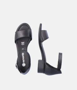 Remonte Dressy Black Low Block Heel Sandals