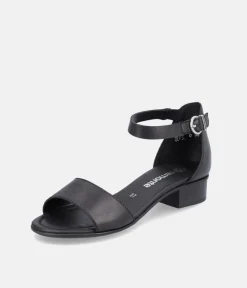 Remonte Dressy Black Low Block Heel Sandals