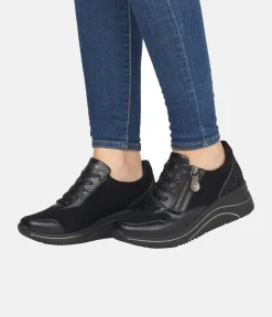 Remonte Dressy Black Wedge Sneakers