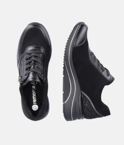 Remonte Dressy Black Wedge Sneakers