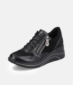 Remonte Dressy Black Wedge Sneakers