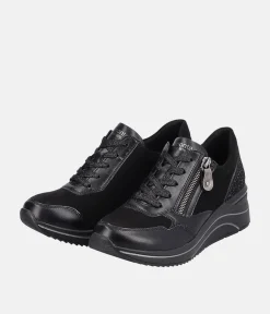 Remonte Dressy Black Wedge Sneakers