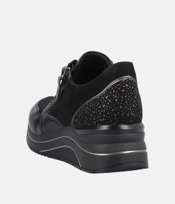 Remonte Dressy Black Wedge Sneakers